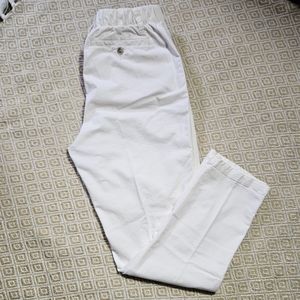 Old Navy Neutral Cream Linen Ankle Trousers with Stretch Waistband,  size Small